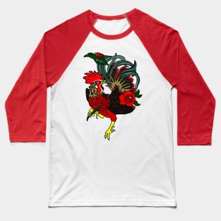 Red Rose Rooster Baseball T-Shirt